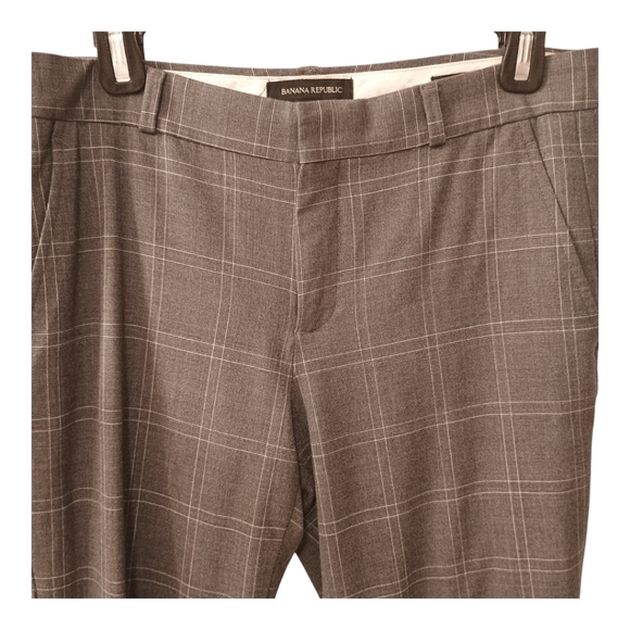 Banana Republic Grey Plaid Lined Trousers Size 6 - Picture 3 of 6